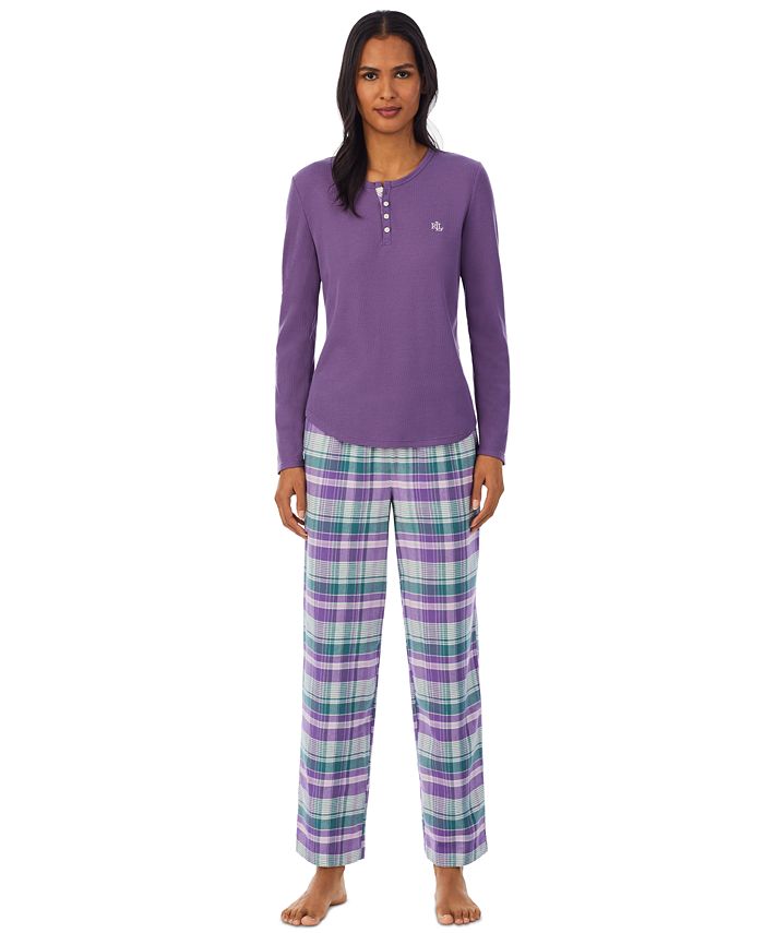 Lauren Ralph Lauren Ralph Lauren Long Sleeve and Pant Pajama Set & Reviews  - All Pajamas, Robes & Loungewear - Women - Macy's