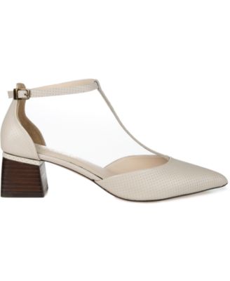 Women's Cameela Pointed Toe T Strap Block Heel Pumps