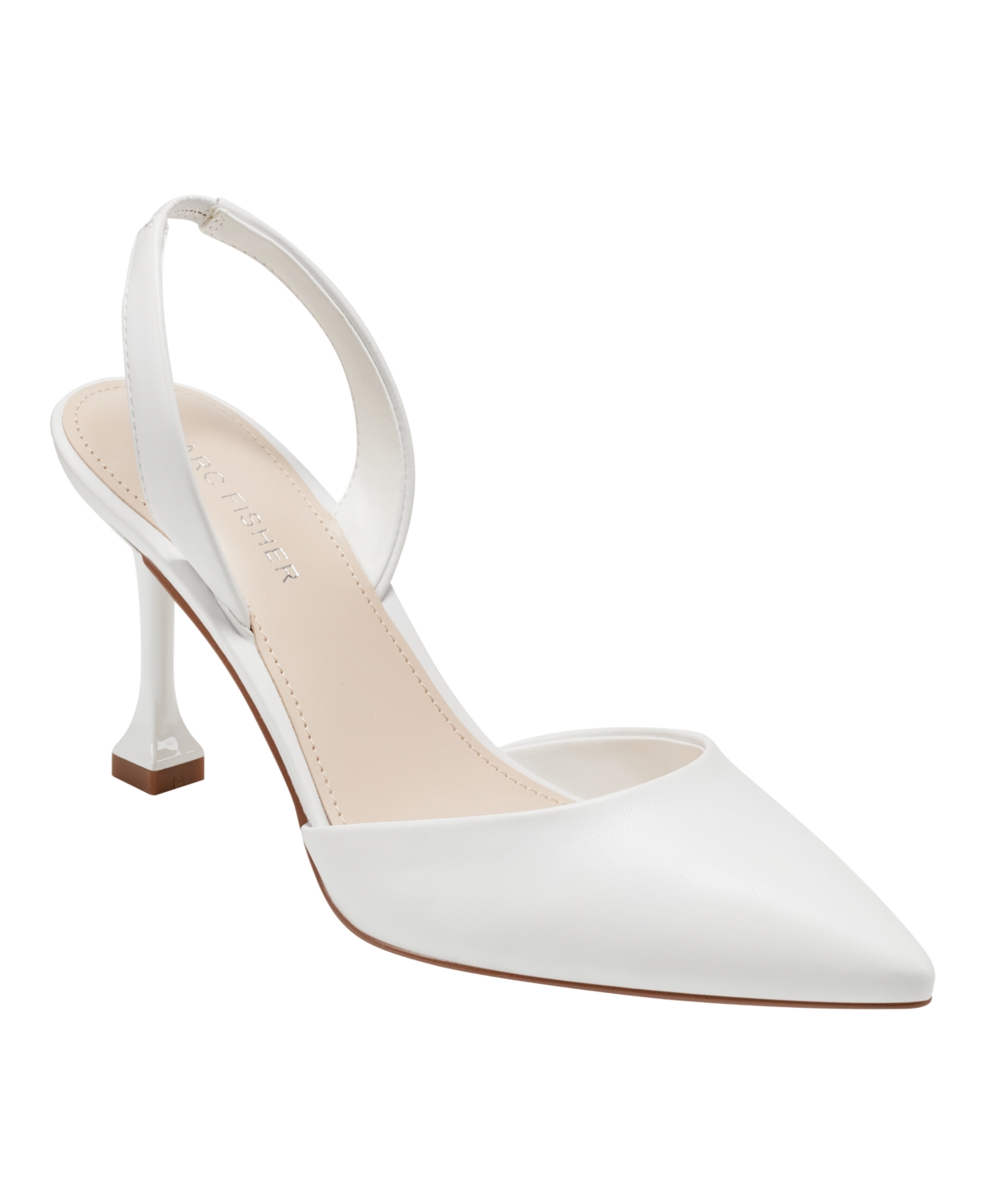 Marc Fisher Women's Hadya Pointy Toe Stiletto Dress Pumps In White - Faux Leather