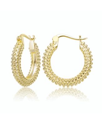 14K Gold Plated Ribbed Hoop Earrings
