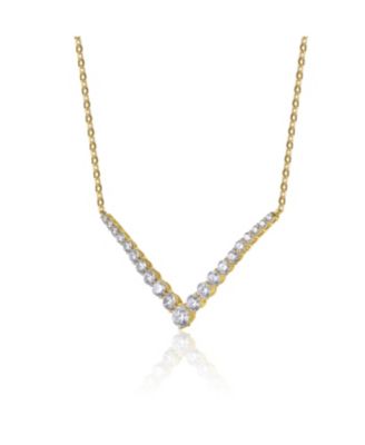 Radiant 14K Yellow Gold-Plated Cubic Zirconia Chevron Layering Necklace
