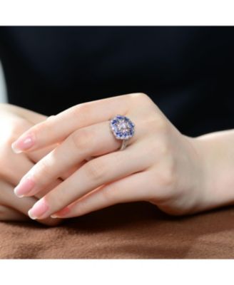 Sterling Silver Baguette and Round Cubic Zirconia Coctail Ring