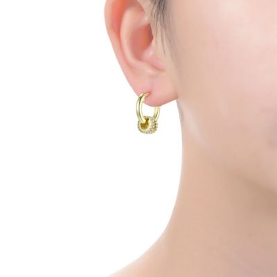 14K Gold Plated Round Cubic Zirconia Small Hoop Earrings