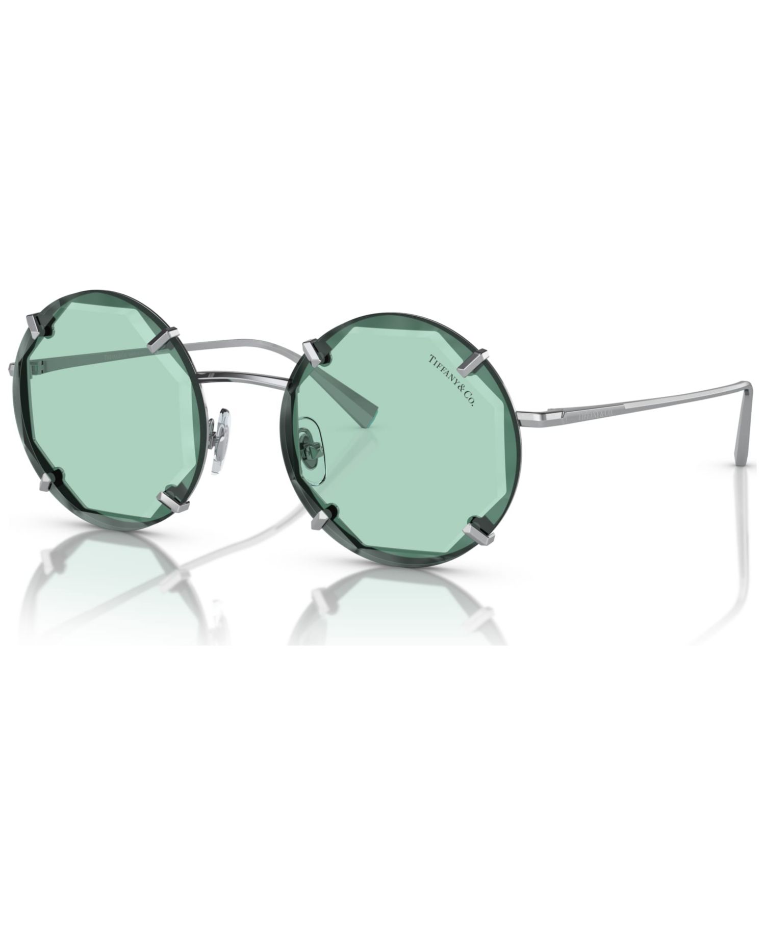 Women's Round Etched Metal Frame Sunglasses, TF3091