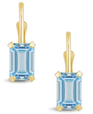 Aquamarine (1-1/10 Ct. T.W.) Leverback Earrings in 10K Yellow Gold or White Gold