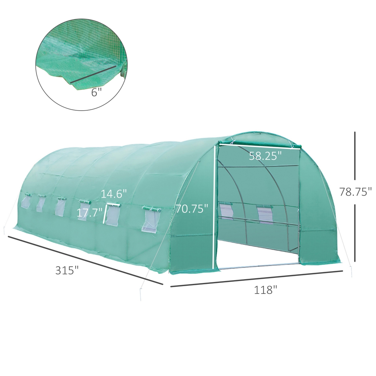 Outsunny Greenhouse 26'x10'x7' Large Size Walk In HotHouse Gardening - Green
