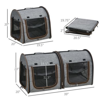 Large Portable Double Pet Carrier Kennel Bag Oxford Travel Car Seat