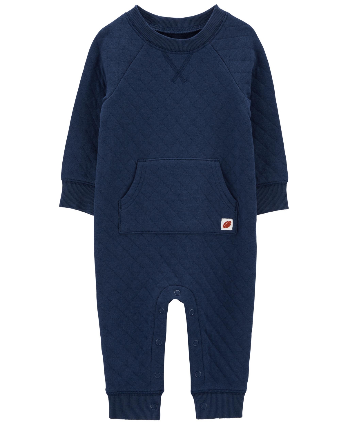 Carter's Baby Boys Double Knit Long Sleeve Jumpsuit In Blue