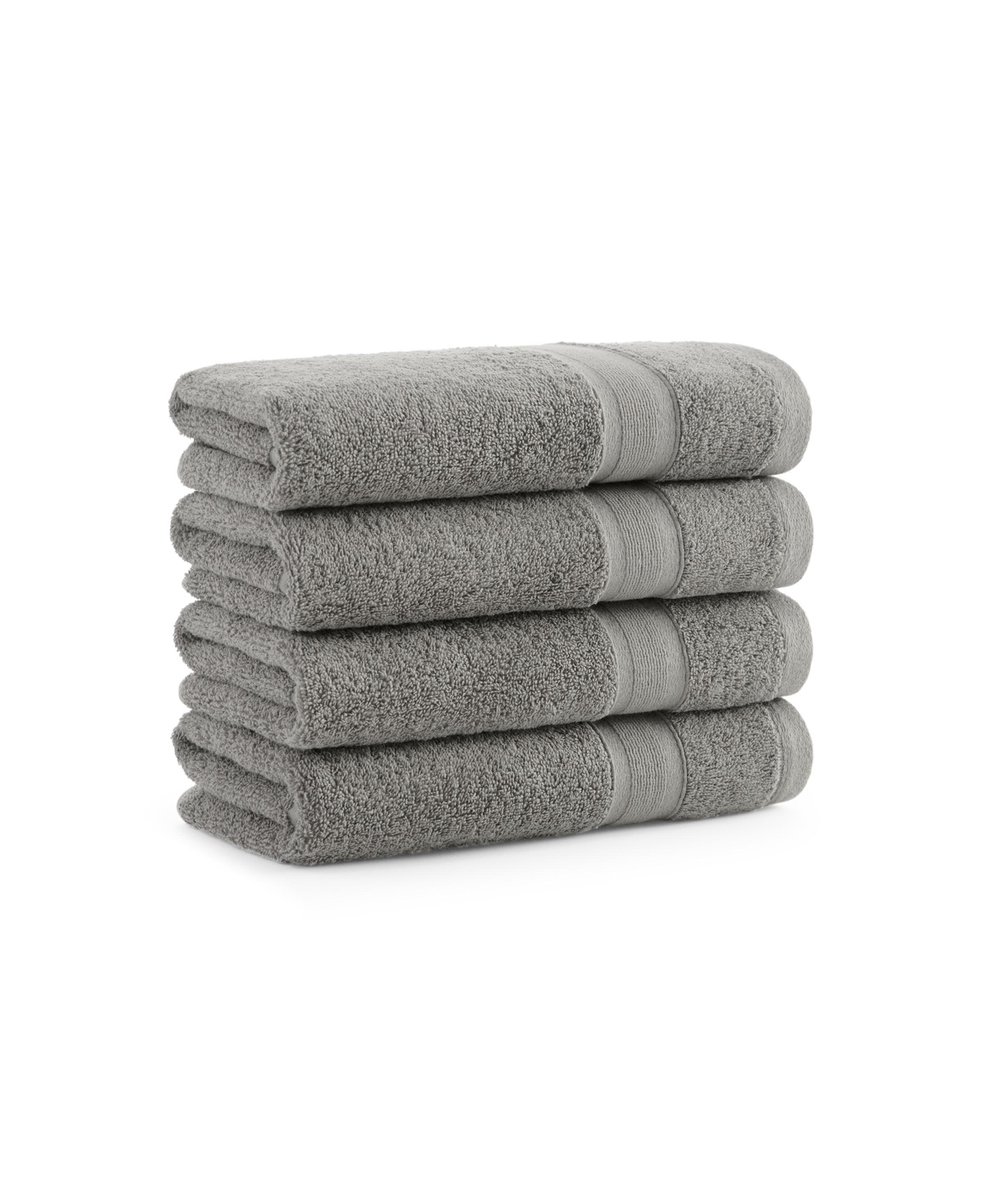 Aston and Arden Aegean Eco-Friendly Recycled Turkish Hand Towels (4 Pack), 18x30, Gsm, Solid Color with Weft Woven Stripe Dobby, 50% Recycled, 50%