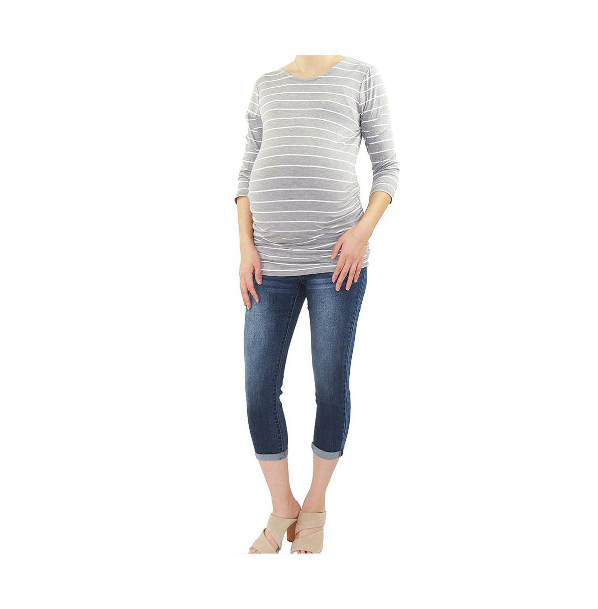 Indigo Poppy Cuffed Maternity Skinny Jean view 1 — MAYCSS fashion products