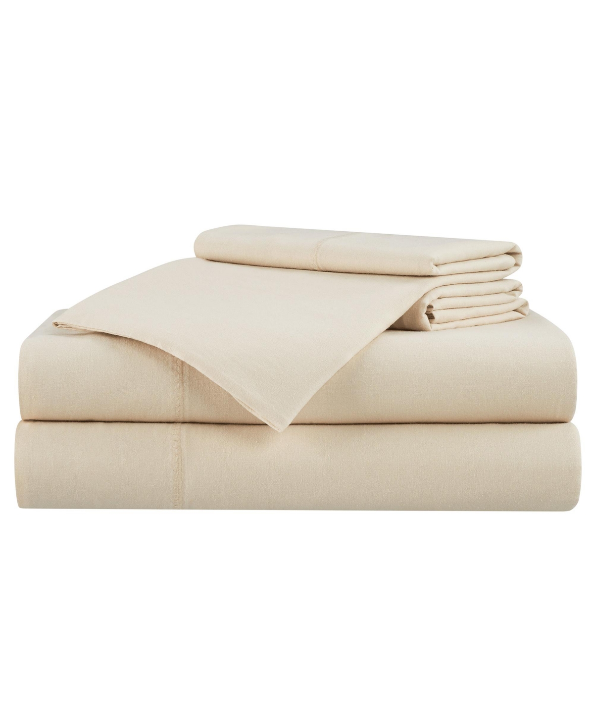Aston And Arden Linen And Eucalyptus Lyocell California King Sheet Set, 1 Flat Sheet, 1 Fitted Sheet, 2 Pillowcases, In Beige