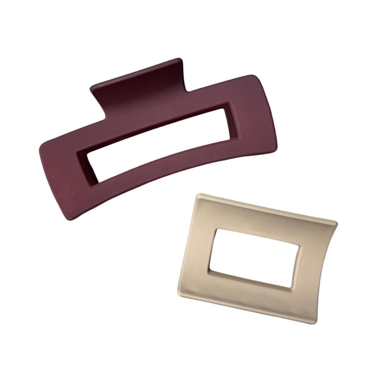 Headbands Of Hope Matte Claw Clip Set Of 2 - Maroon + Tan In Red