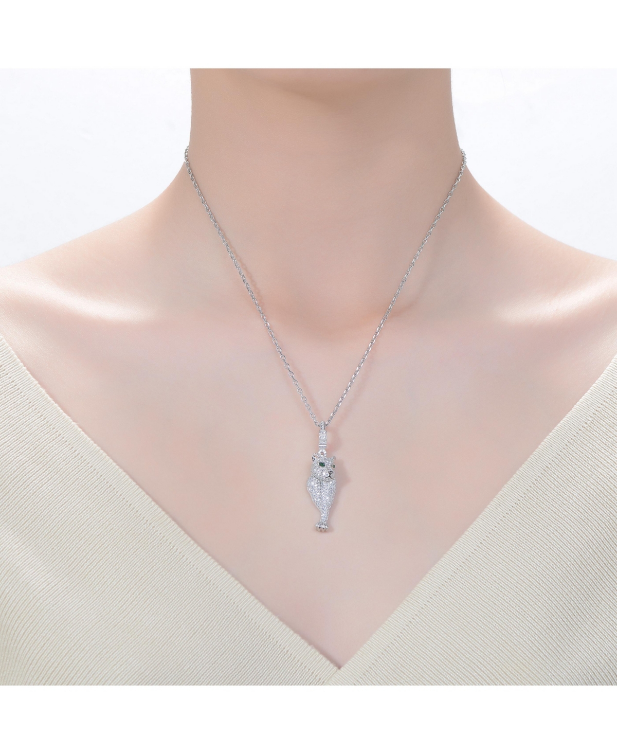 Genevive Sterling Silver Rhodium PlatedCubic Zirconia 