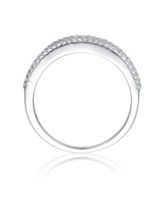 Sterling Silver Rhodium Plated Blue Cubic Zirconia Band Ring