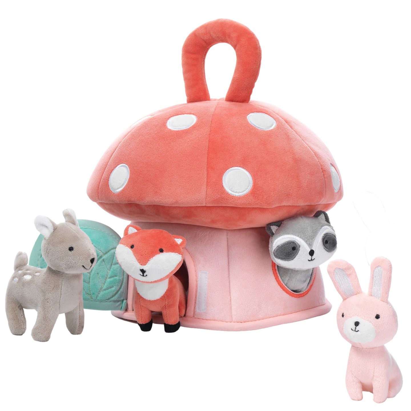 Детские мягкие игрушки Lambs & Ivy Interactive Velour Peekaboo Mushroom House 9" Plush, 5-Piece, цвет: Разноцветный — фото 1