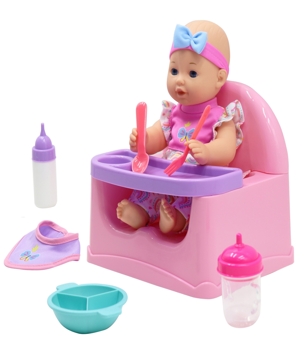 Shop Dream Collection Feeding Fun Baby Doll Gi-go Dolls, Kids 7 Piece Playset In Multi