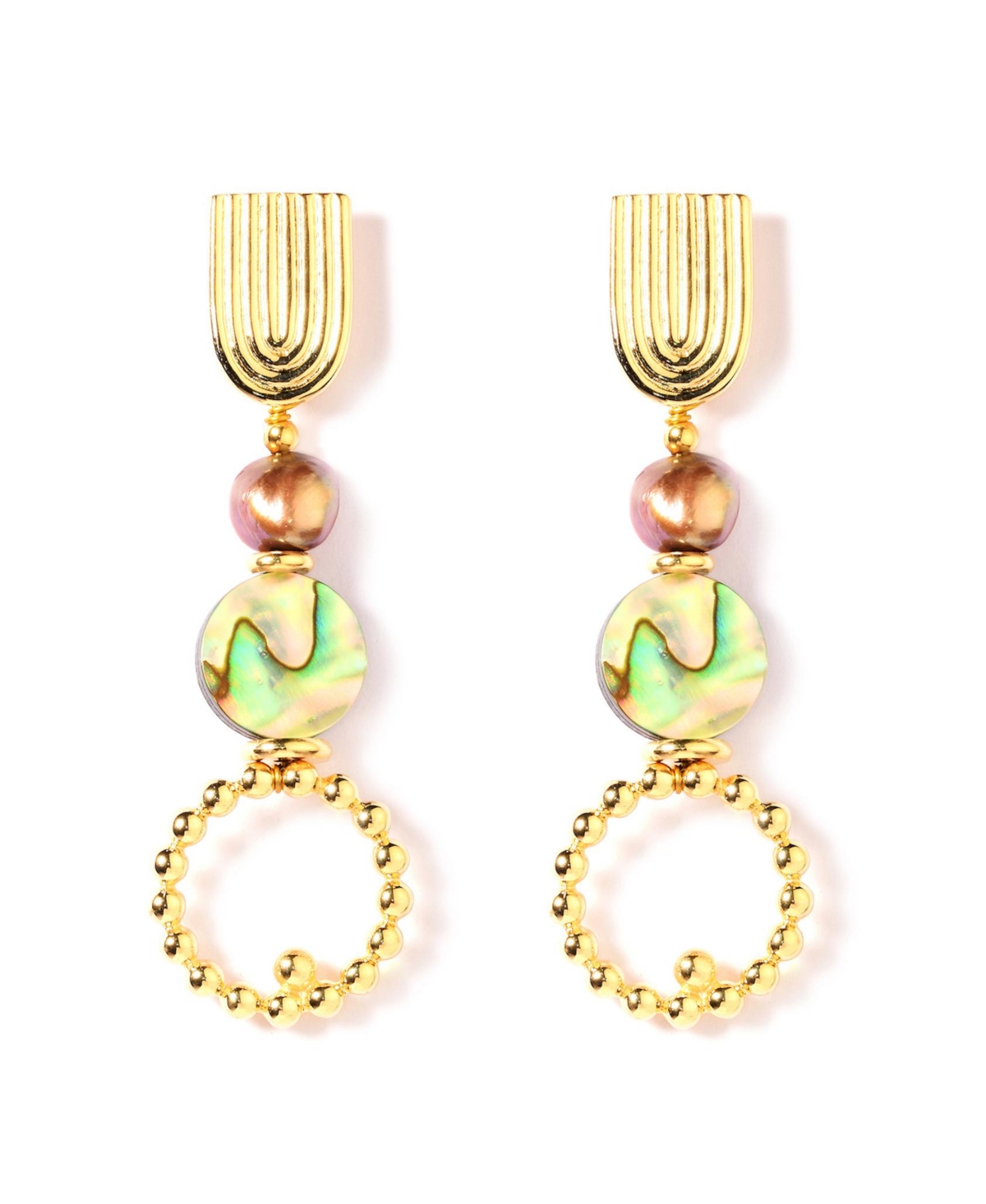 Nectar Nectar New York Tranquility Abalone Dangle Earrings In Gold Plated