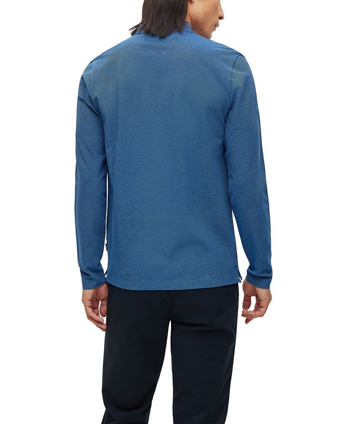 Hugo Boss Men's Mercerised Cotton Slim-Fit Collarless Polo Shirt - Macy's