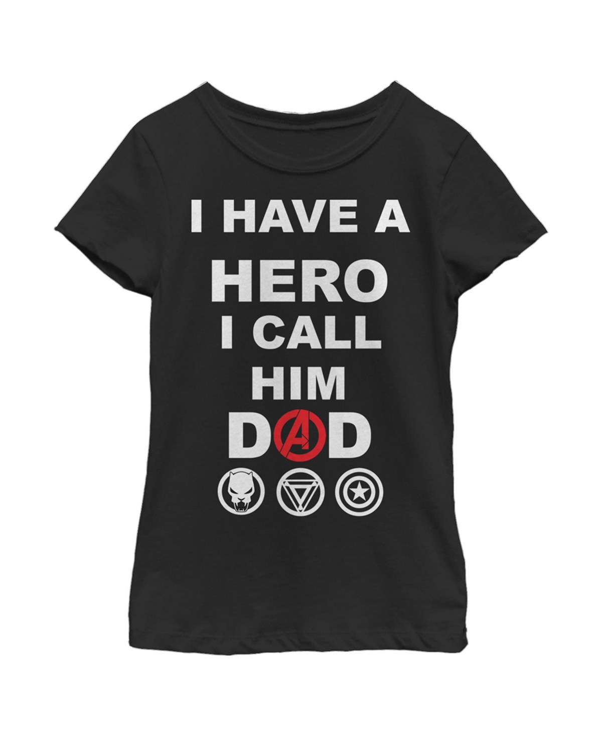 Marvel Kids' Girl's  Avengers I Have A Hero I Call Him Dad Child T-shirt In Black,