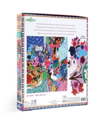 Eeboo Piece and Love Peacock Garden 1000 Piece Square Adult Jigsaw Puzzle