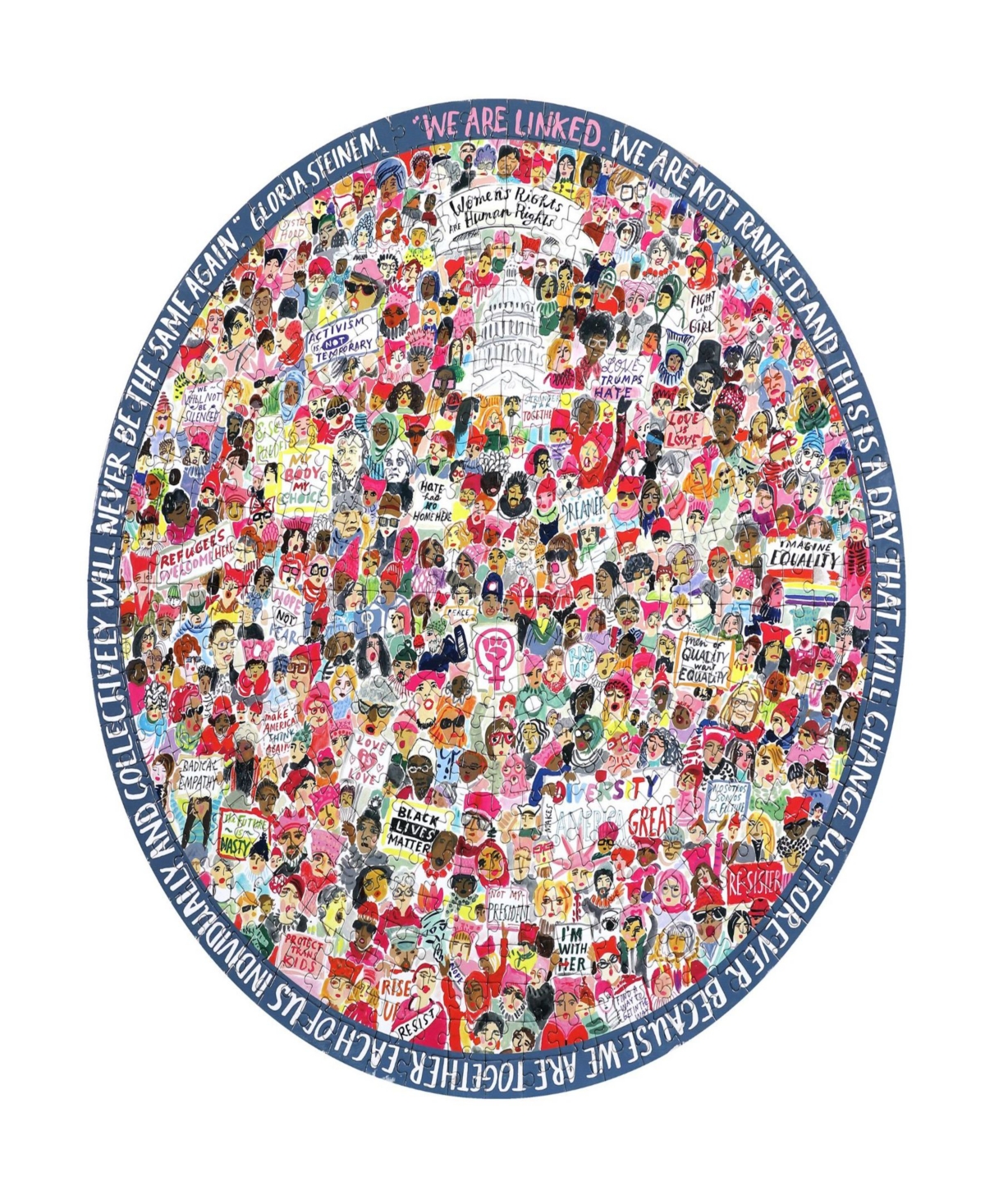 Eeboo Piece And Love Women March 500 Piece Round Circle Jigsaw Puzzle Set In Multi