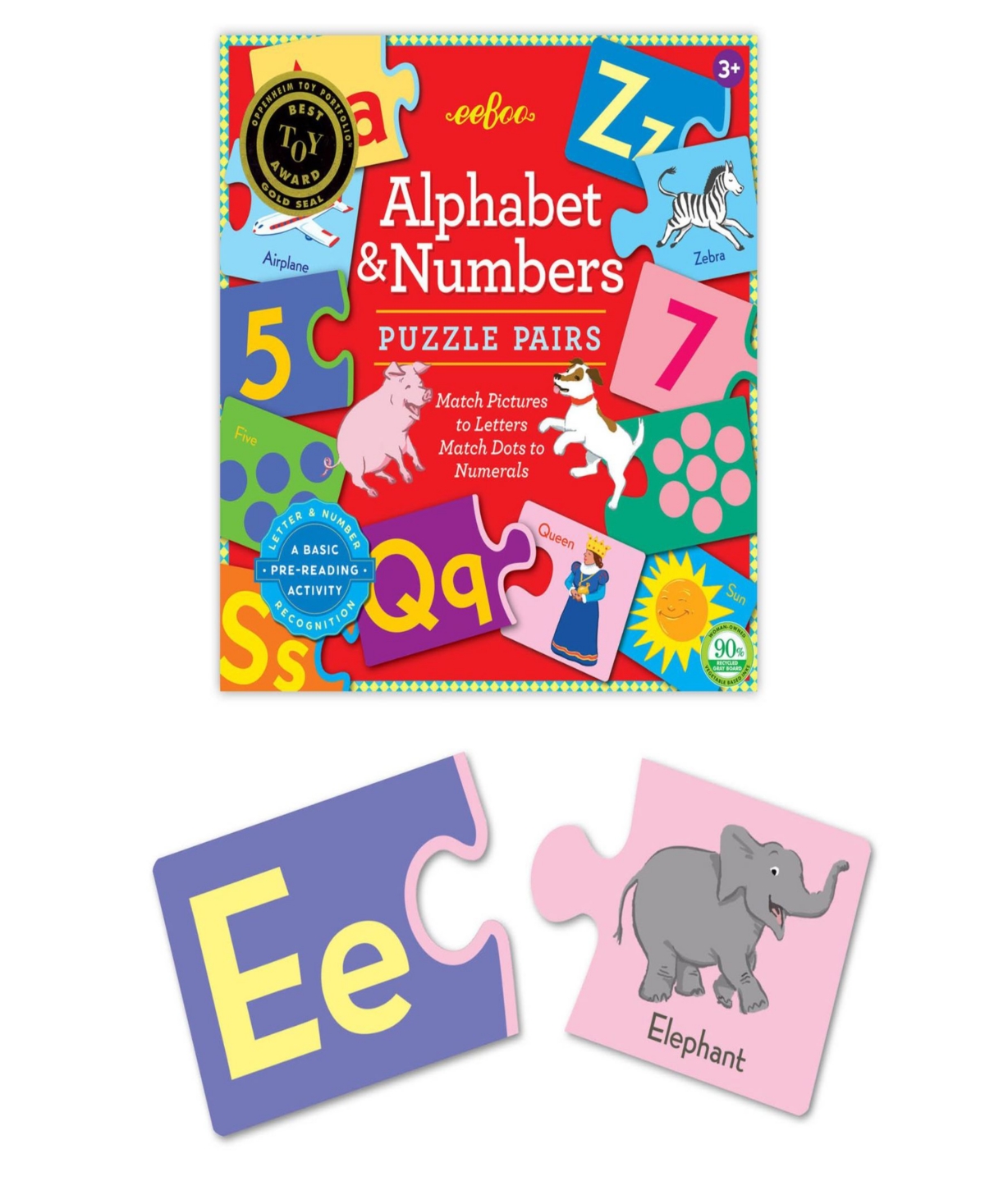 Shop Eeboo Alphabet Numbers 72-piece Puzzle Pairs Set In Multi