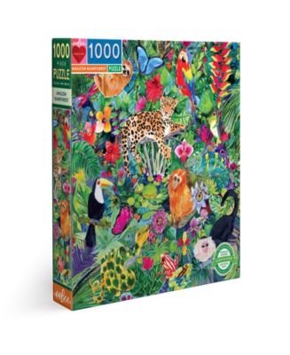 Eeboo Piece and Love Amazon Rainforest 1000 Piece Square Adult Jigsaw ...
