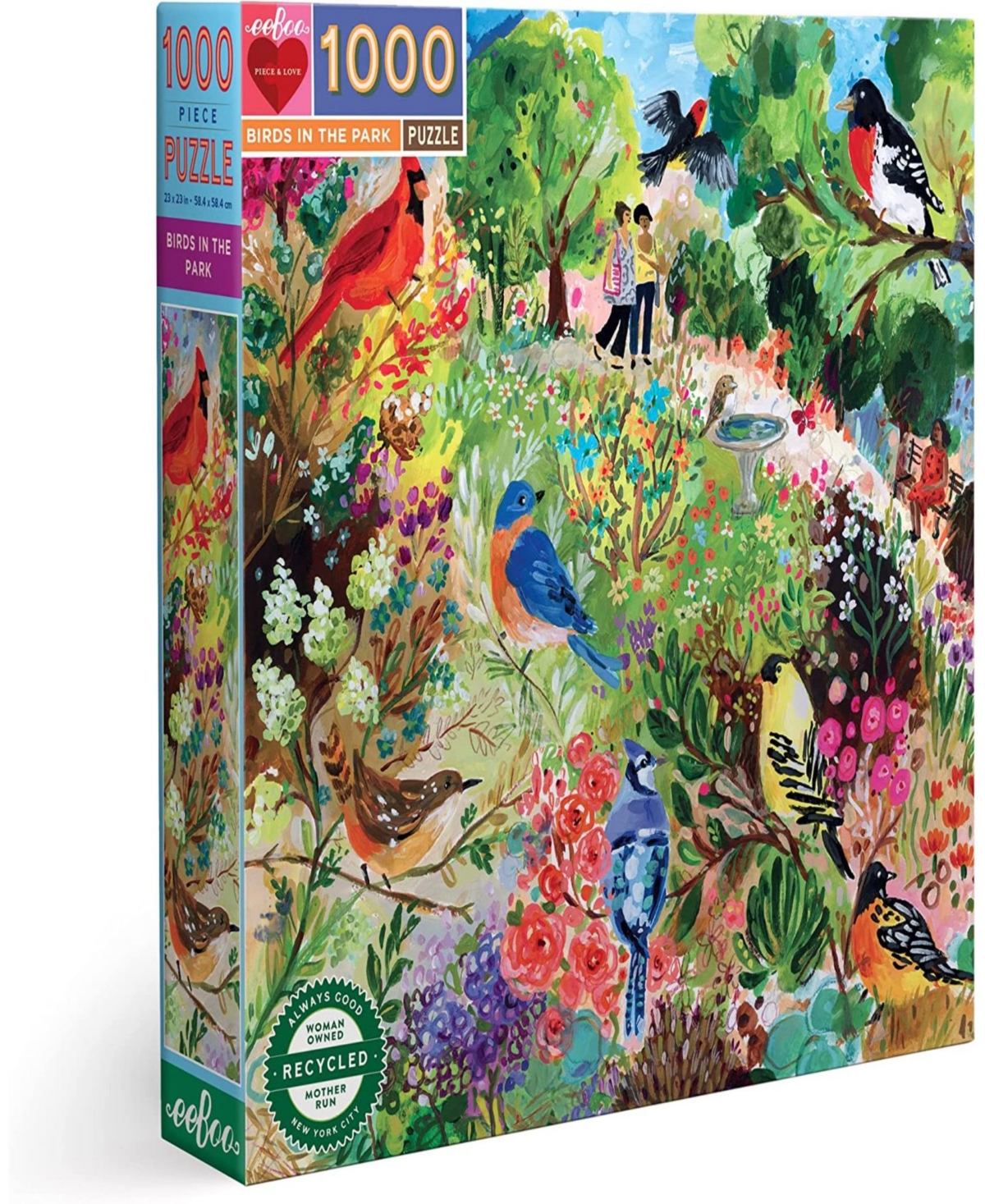 Eeboo Piece And Love Birds In The Park 1000 Piece Adult Square Jigsaw Puzzle In Multi