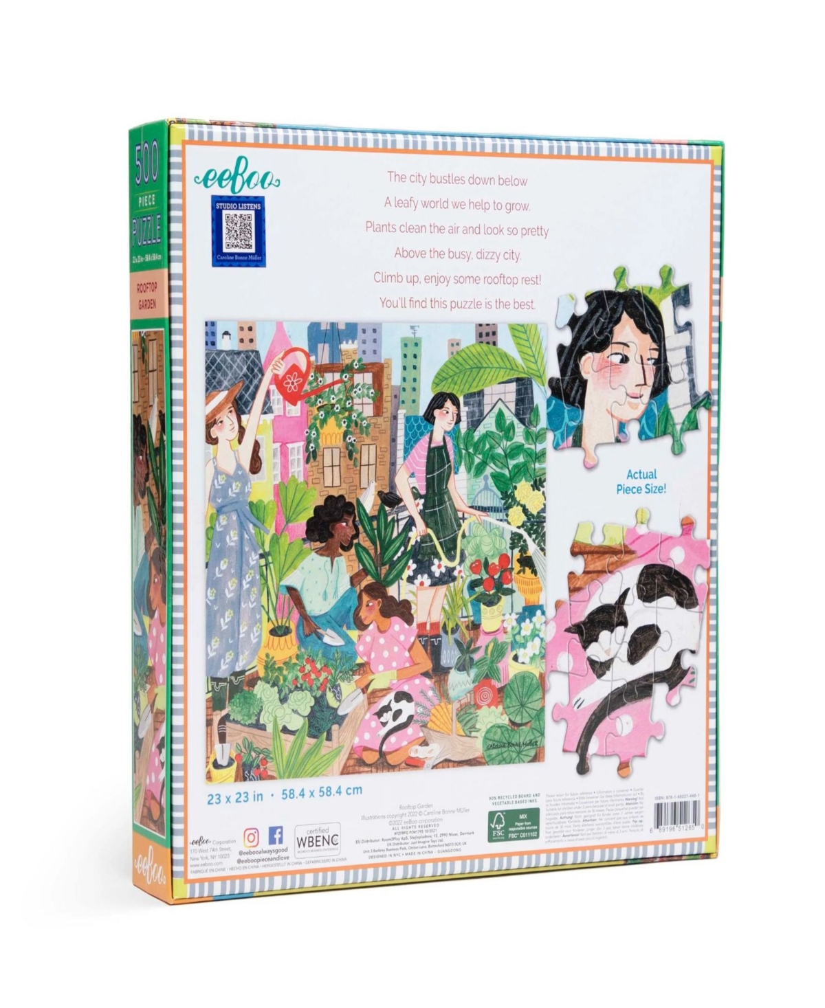 Shop Eeboo Piece And Love Rooftop Garden Square Adult Jigsaw Puzzle Set, 500 Piece In Multi