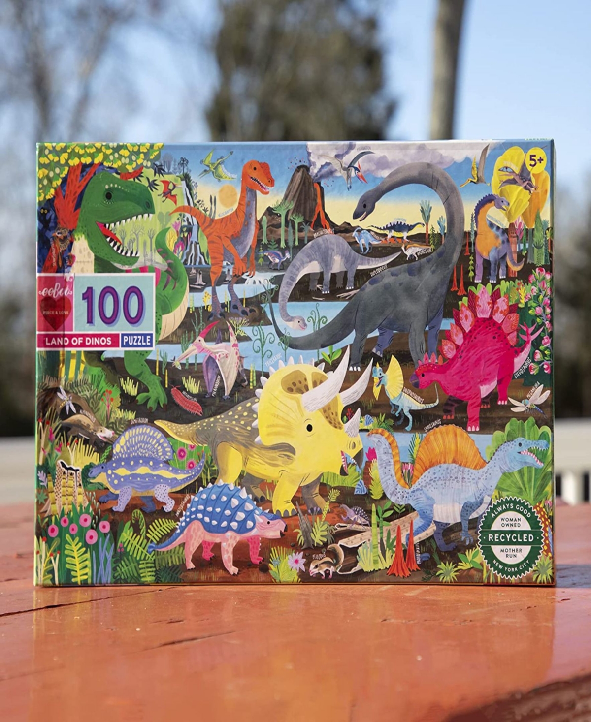 Shop Eeboo Land Of Dinosaurs 100 Piece Puzzle Set In Multi