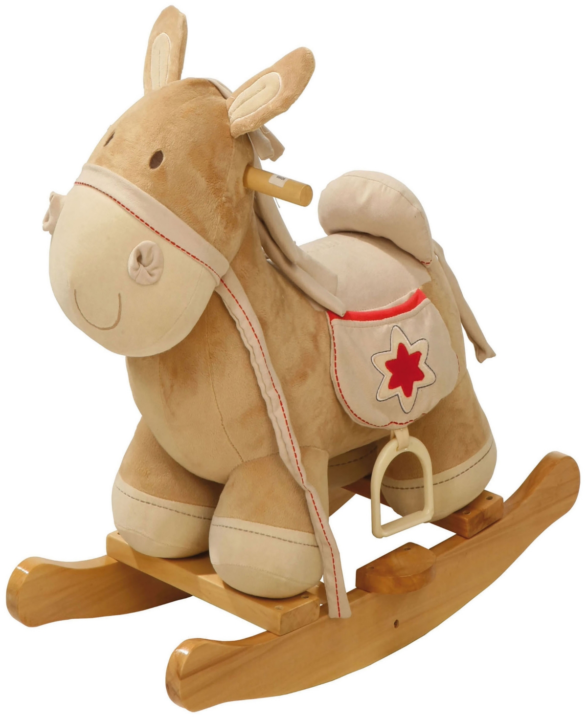 Roba-kids Babies' Rocking Horse Soft Plush Rocking Animal With Solid Wood Rocker Embroidered Upholstery Stirrup In Multi