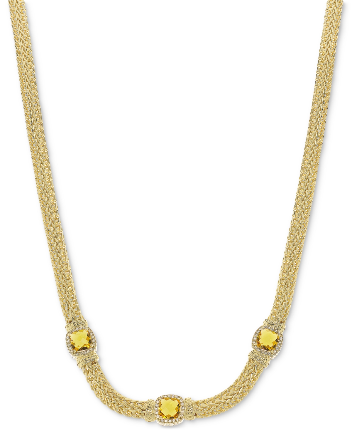 Macy's Citrine (5-1/4 Ct. T.w.) & White Topaz (7/8 Ct. T.w.) Weave Link 18" Collar Necklace Set In 14k Gold