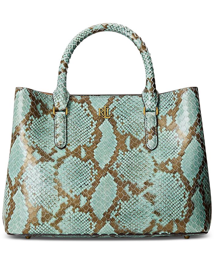 Lauren Ralph Lauren Marcy Leather Faux-Snakeskin Small Satchel & Reviews -  Handbags & Accessories - Macy's