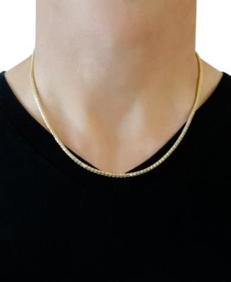 Square Wheat Link 20" Chain Necklace in 14k Gold