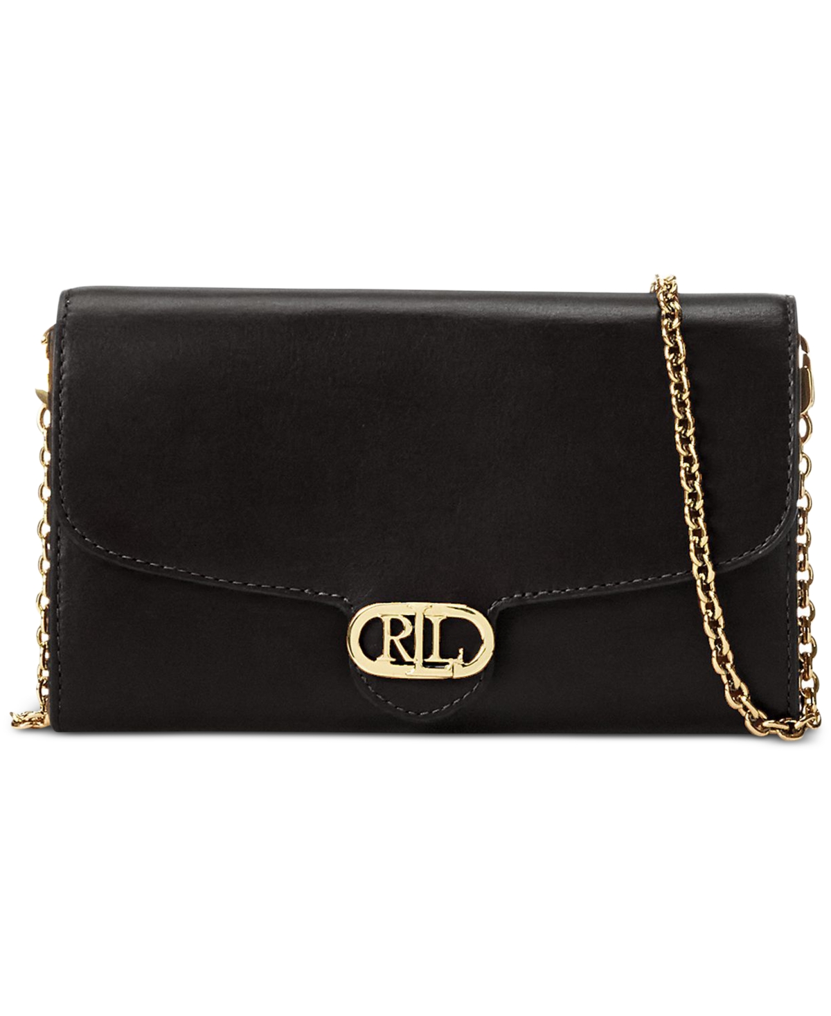 Lauren Ralph Lauren Leather Medium Adair Wallet Crossbody In Black