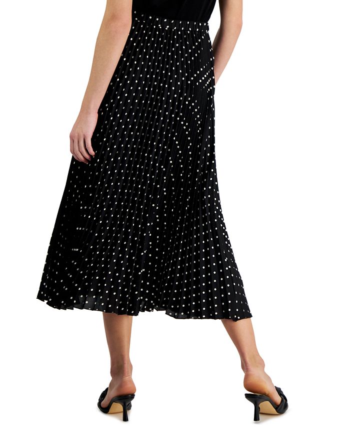 Anne Klein Dot-Print Chiffon Pull-On Pleated Skirt - Macy's