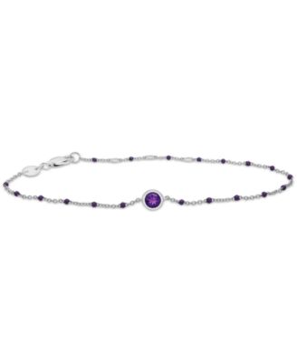 Amethyst (1/6 ct. t.w.) & Enamel Bead Link Bracelet in Sterling Silver