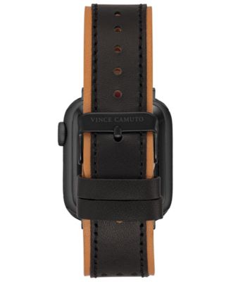 Men's Black and Brown Premium Leather Band with Perforated Design Compatible with 42/44/45/Ultra/Ultra 2 Apple Watch