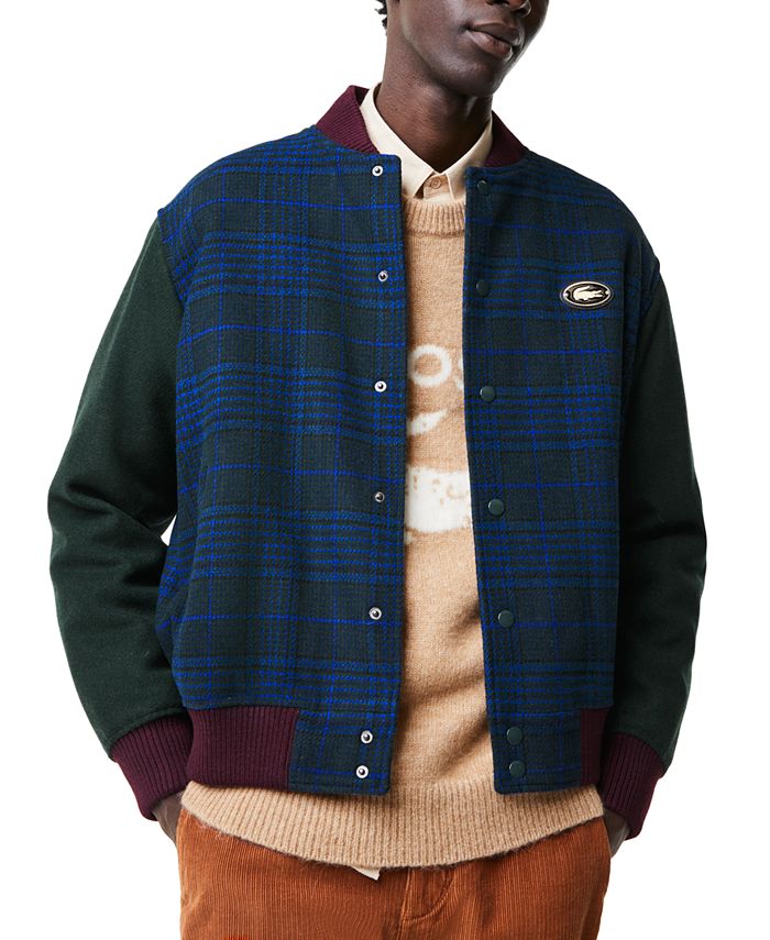 Gucci Check Wool Varsity Jacket in Blue for Men