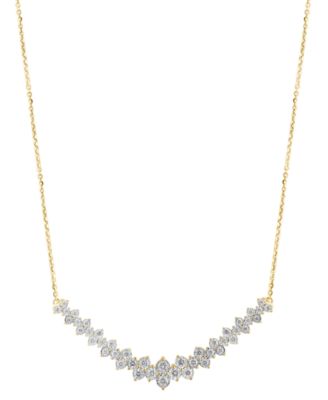EFFY&reg; Diamond Cluster 18" Statement Necklace (1 ct. t.w.) in 14k White Gold (Also available in 14k Two Tone Gold)