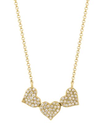 EFFY® Diamond Pavé Triple Heart Pendant Necklace (1/4 ct. t.w.) in 14k Gold, White Gold & Rose Gold or 14k White Gold