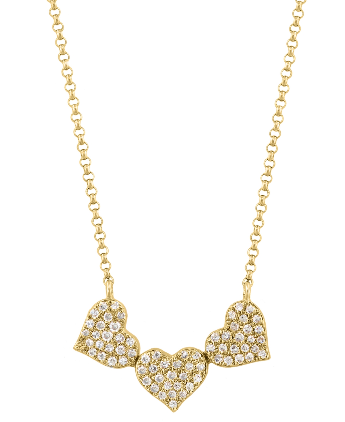 Effy Diamond Pave Triple Heart Pendant Necklace (1/4 ct. t.w.) in 14k Gold, White Gold & Rose Gold or 14k White Gold - 14K Gold