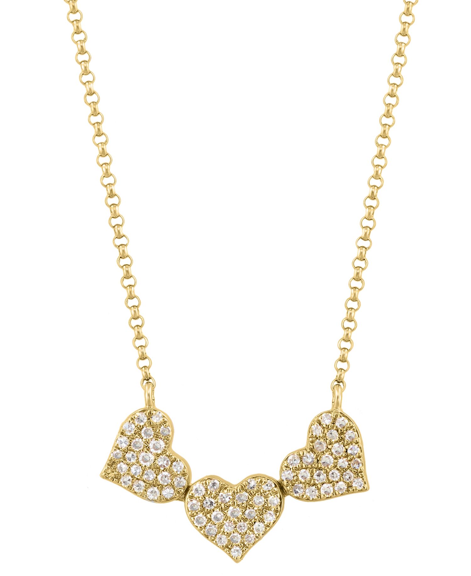 EFFY® Diamond Pav&eacute; Triple Heart Pendant Necklace (1/4 ct. t.w.) in 14k Gold, White Gold & Rose Gold or 14k White Gold
