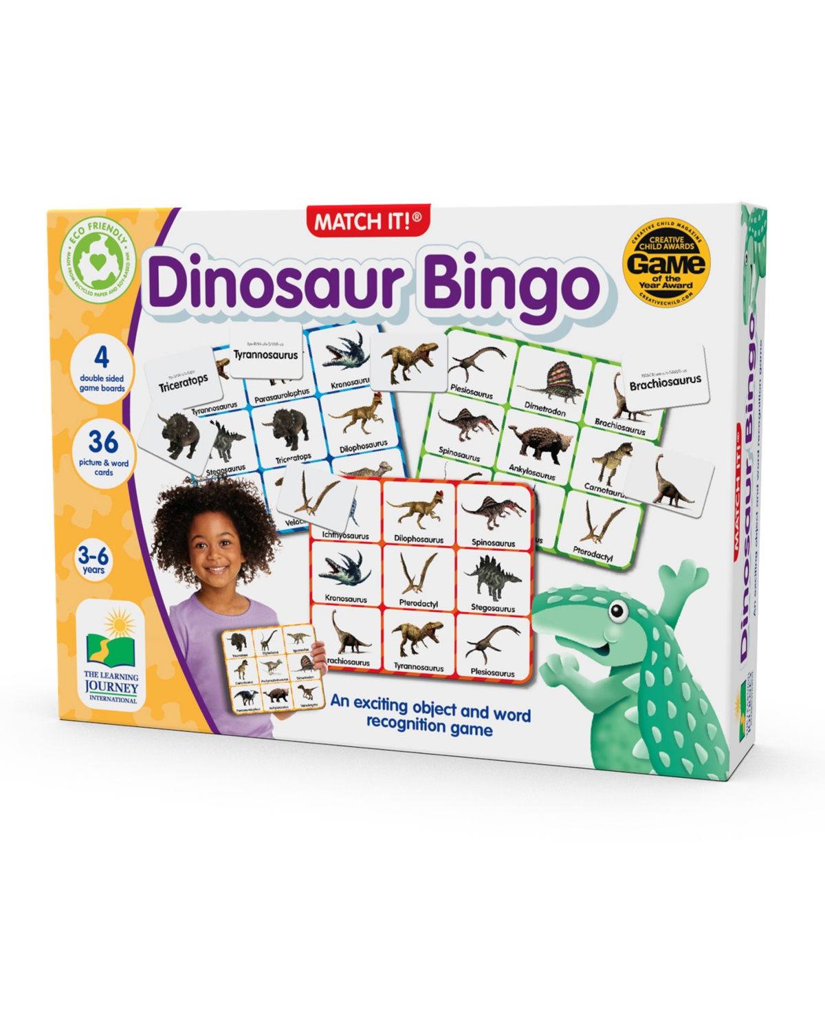 The Learning Journey Babies' Match It Bingo Dinosaurs Reading Game Set Of 36 Picture Word Cards In Multi Colored