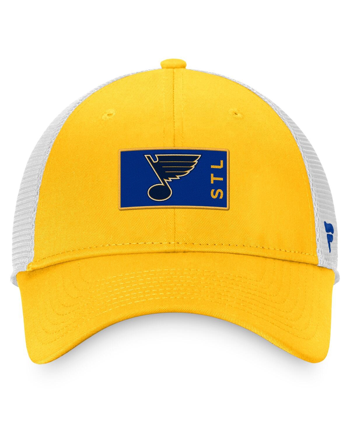 Shop Fanatics Men's  Gold, White St. Louis Blues Authentic Pro Rink Trucker Snapback Hat In Gold,white