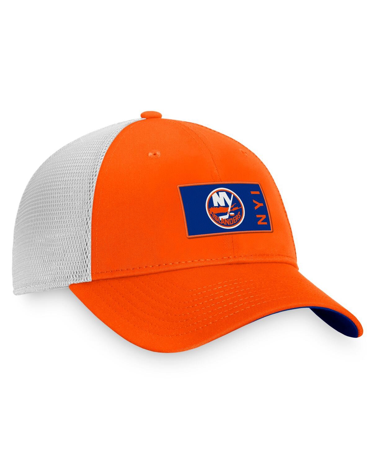 Fanatics Branded Orange/white New York Islanders Authentic Pro Rink Trucker Snapback Hat In Orange,white