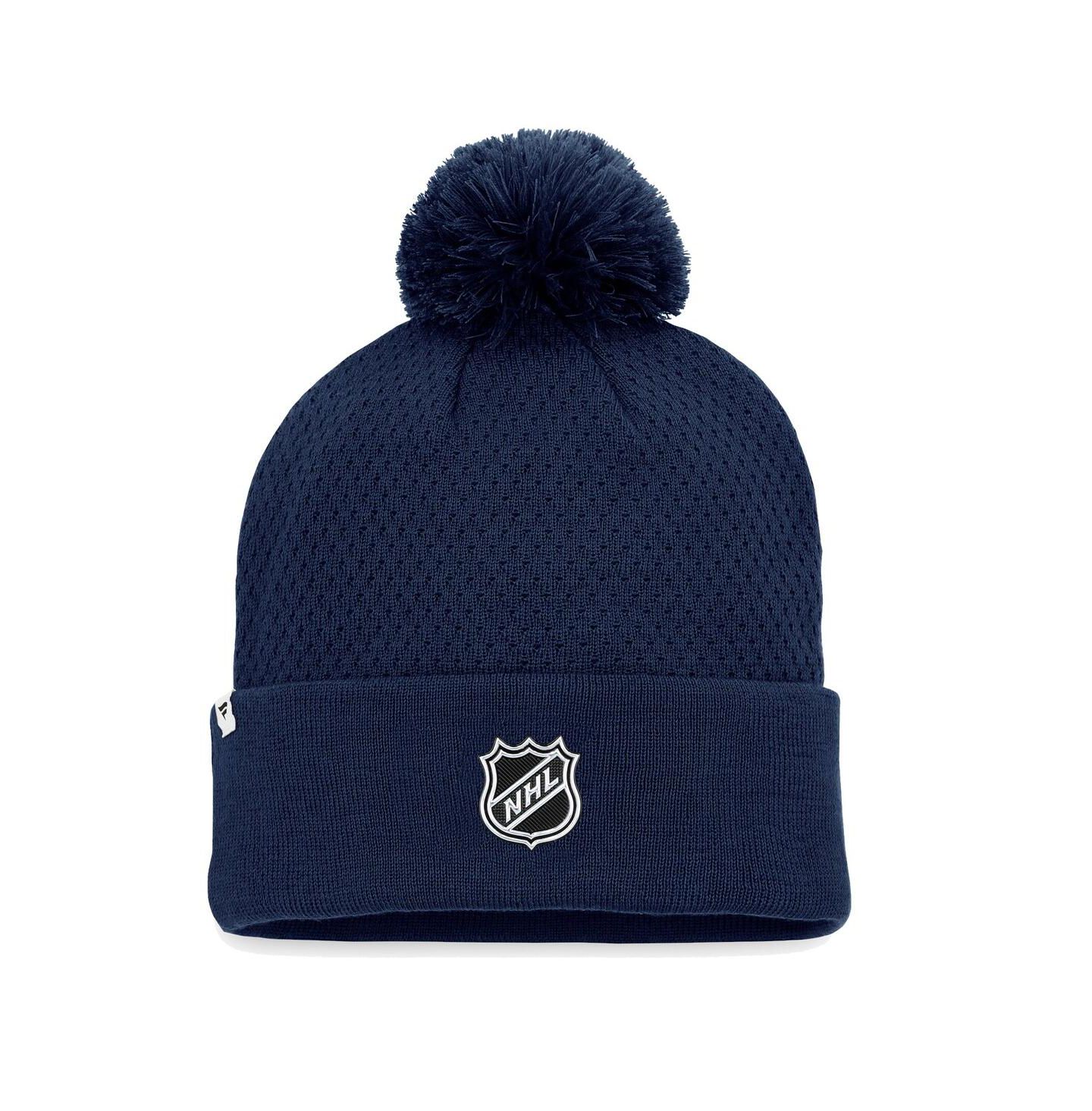 Женская шапка Fanatics Deep Sea Blue Seattle Kraken Authentic Pro Road Cuffed Knit Hat with Pom — фото 2