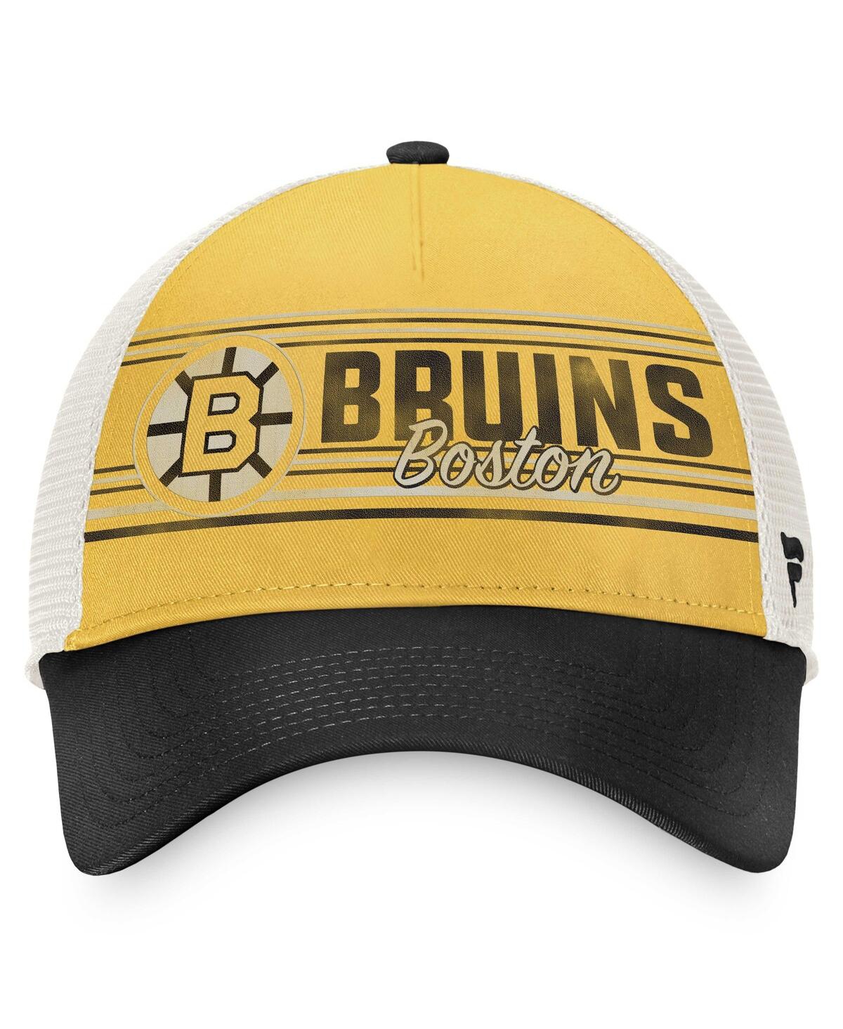 Fanatics Men's  Gold, Black Boston Bruins True Classic Retro Trucker Snapback Hat In Gold,black