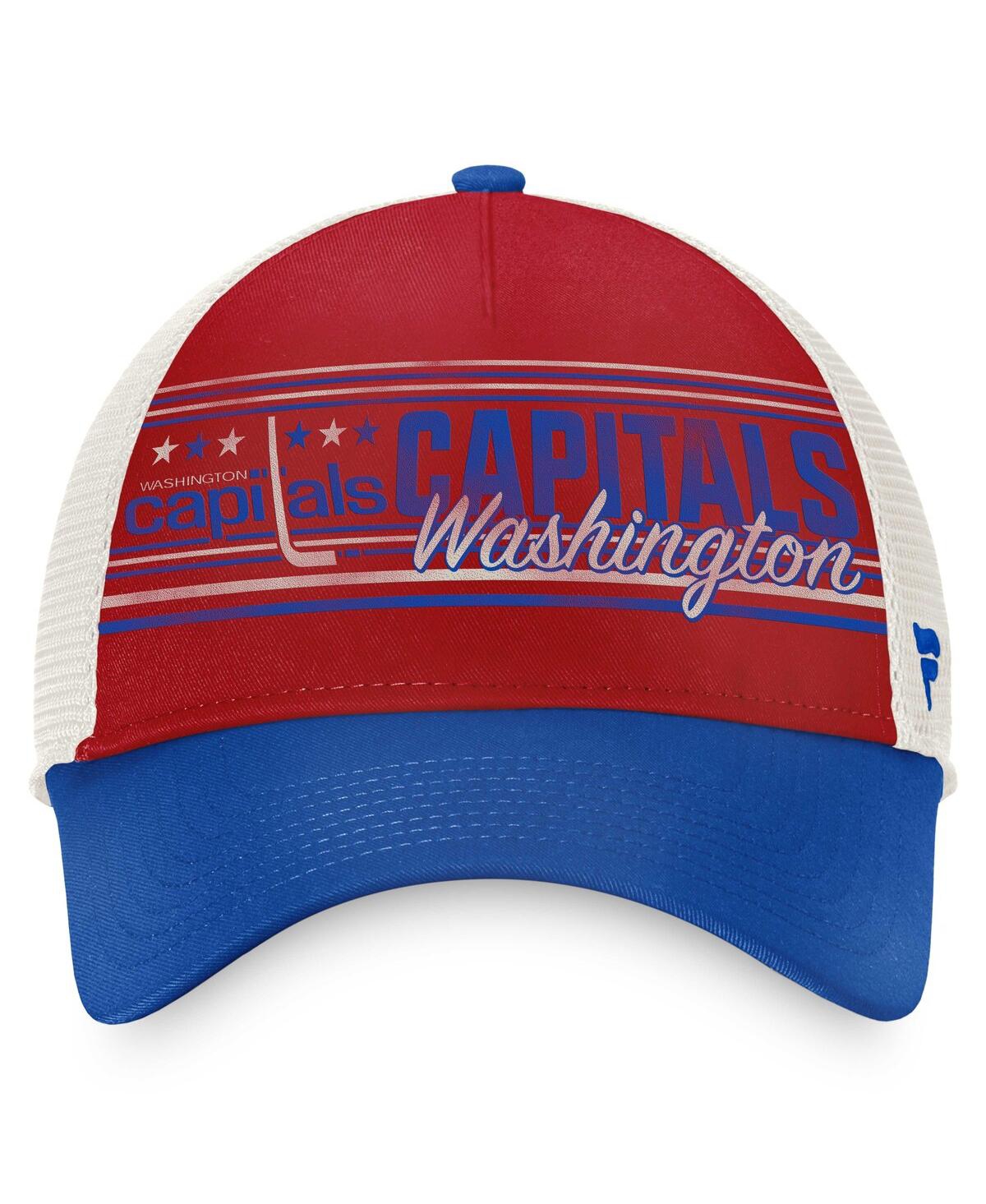 Fanatics Men's  Red, Royal Washington Capitals True Classic Retro Trucker Snapback Hat In Red,royal