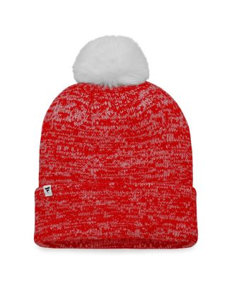 Women's Red Calgary Flames Glimmer Cuffed Knit Hat with Pom